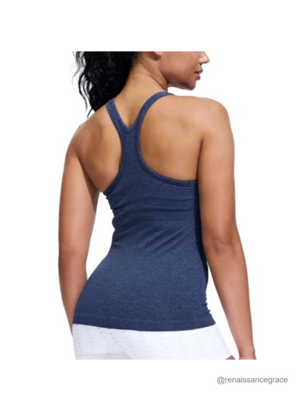 Women's Seamless Ribbed Racerback Tank Top with Built-in Bra, Padded Scoop Neck